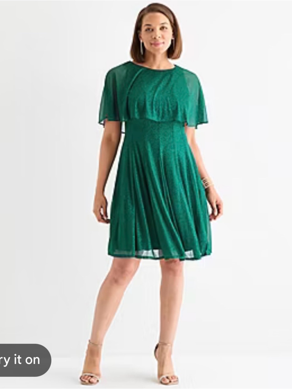 Danny & Nicole Emerald Green Party Dress with Capelet